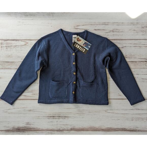 Vintage Gitano Navy Blue Sweatshirt Cardigan Sz Medium New - Picture 1 of 6